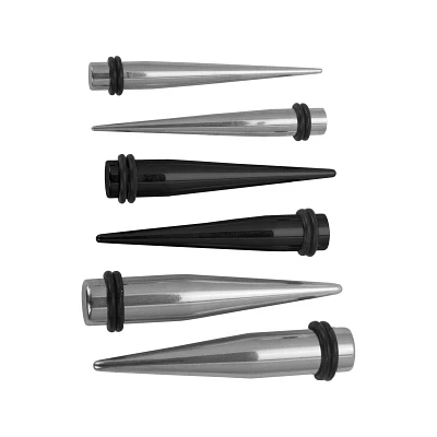 Multi-Pack Silvertone and Black Tapers - 3 Pairs