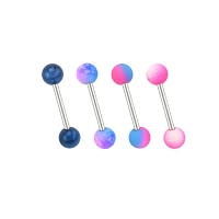 Multi-Pack Pink and Blue Pronged Industrial Barbells 4 Pack - 14 Gauge