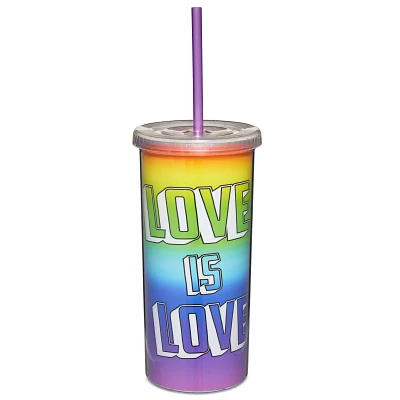 Love Is Love Glitter Cup With Straw - 20 oz.