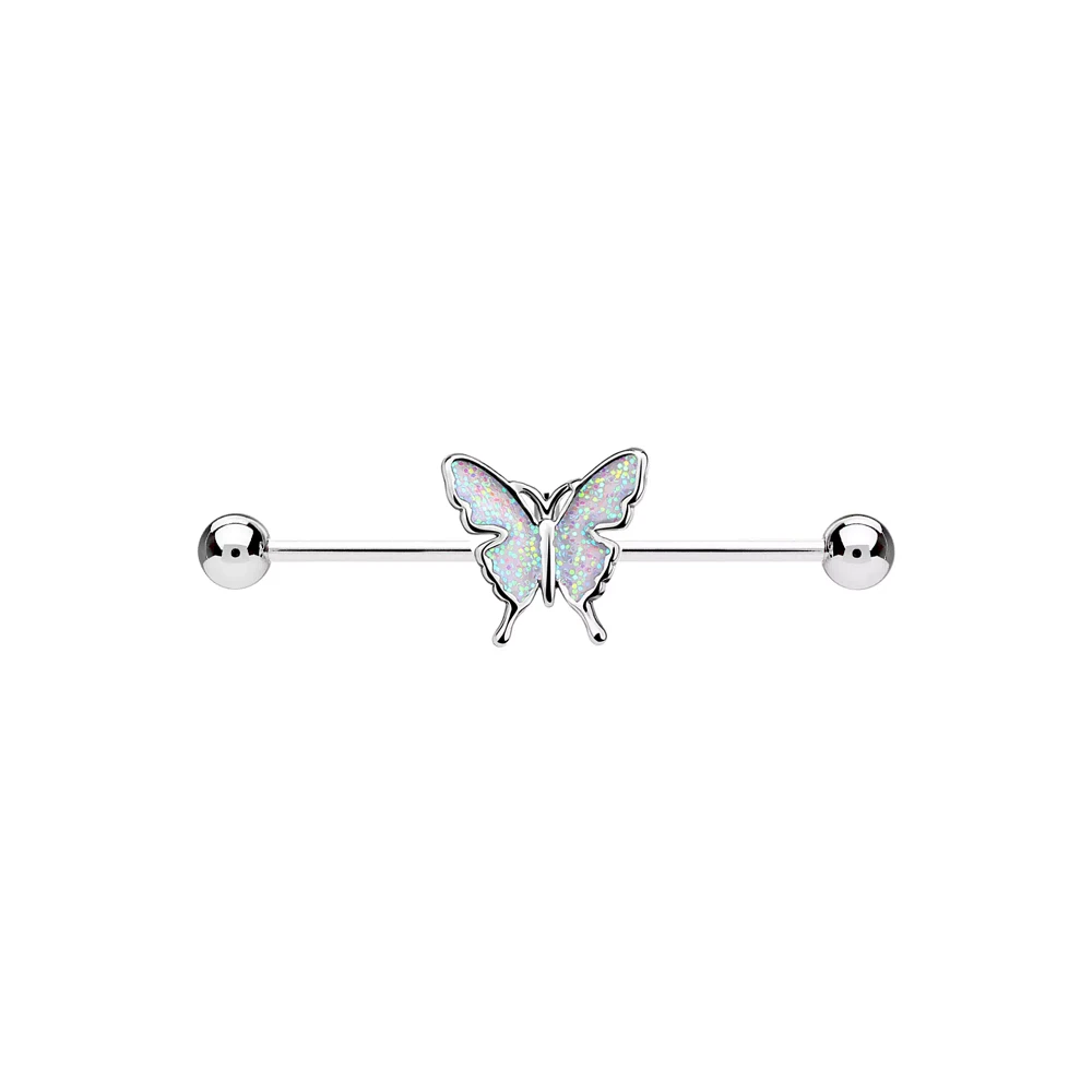 Butterfly Pendant Industrial Barbell - 14 Gauge