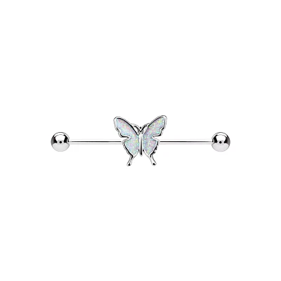 Butterfly Pendant Industrial Barbell - 14 Gauge