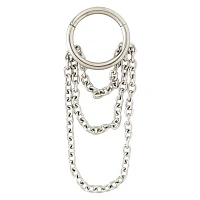 Silvertone Triple Chain Hinged Hoop Ring - 18 Gauge