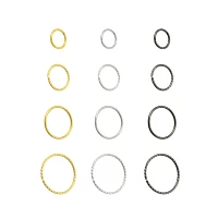 Multi-Pack Black and Goldtone Twisted Hoop Nose Rings 12 Pack - 20 Gauge