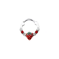 CZ Strawberry Hinged Septum Ring - 16 Gauge