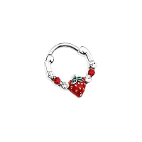 CZ Strawberry Hinged Septum Ring - 16 Gauge