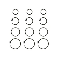 Multi-Pack CZ Black Hoop and Half Hoop Nose Rings 12 Pack