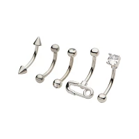 Multi-Pack CZ Safety Pin Curved Barbells 5 Pack - 16 Gauge