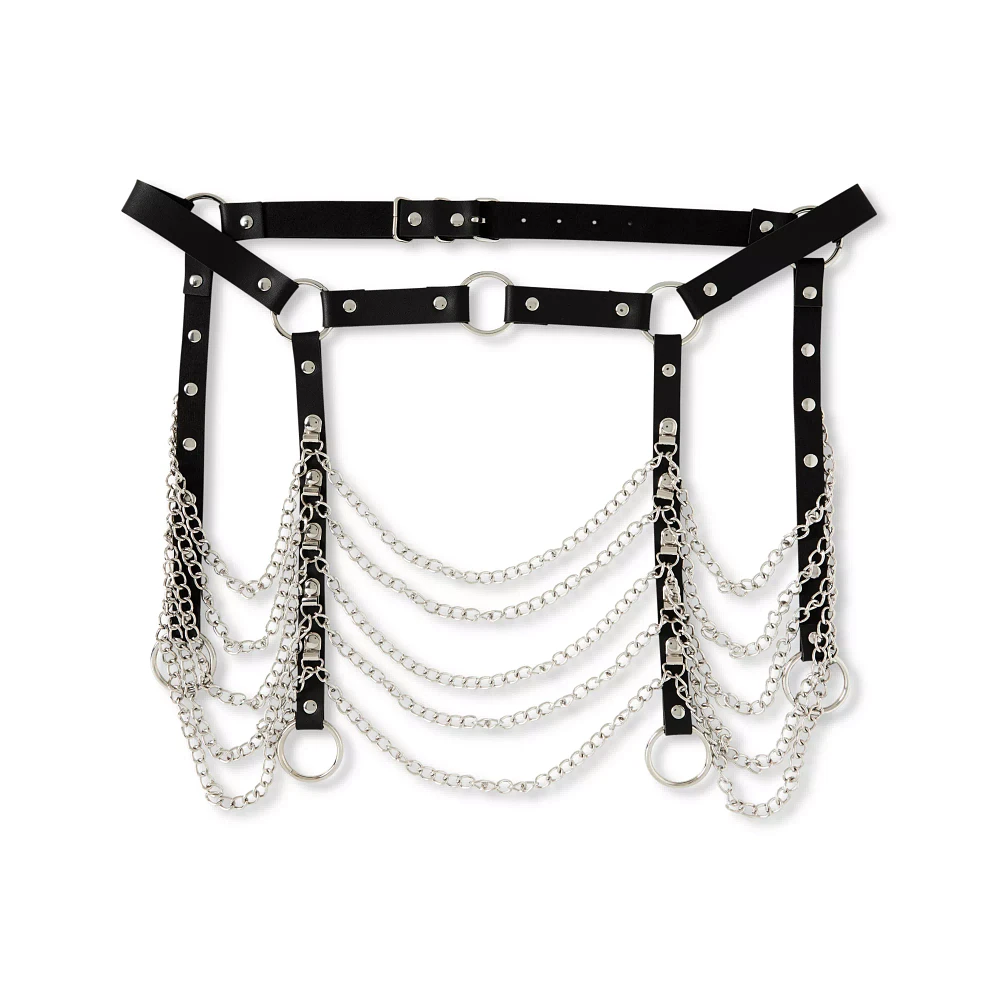 Black Full Chain Adjustable Garter Belt