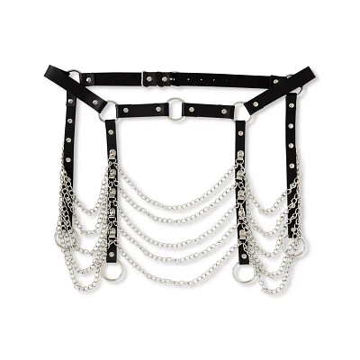Black Full Chain Adjustable Garter Belt