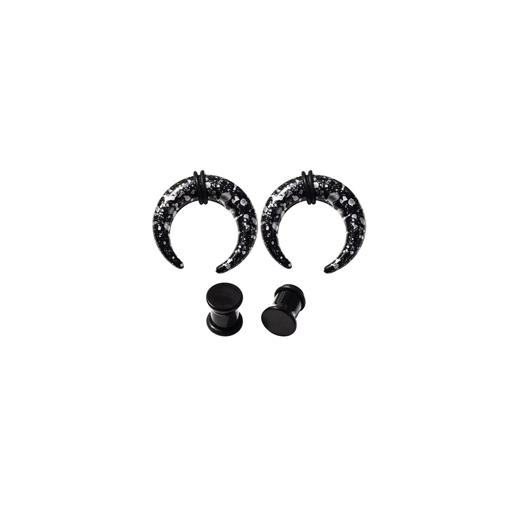 Multi-Pack Acrylic Black Paint Splatter Pinches and Plugs
