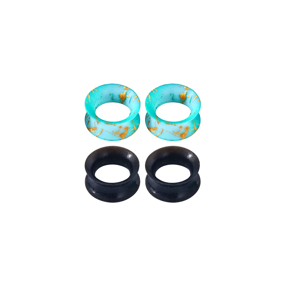 Multi-Pack Blue and Goldtone Splatter Tunnels - 2 Pair