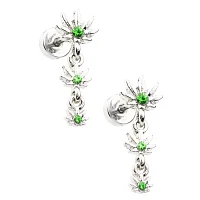 Green CZ Weed Lead Dangle Fake Plugs - 18 Gauge