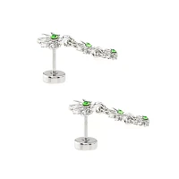 Green CZ Weed Lead Dangle Fake Plugs - 18 Gauge