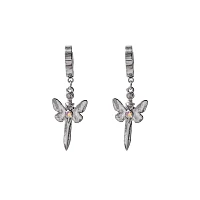 Butterfly Sword Huggie Dangle Earrings - 18 Gauge