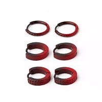 Multi-Pack Red and Black Ombre Huggie Hoop Earrings 3 Pack - 18 Gauge