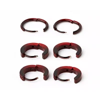 Multi-Pack Red and Black Ombre Huggie Hoop Earrings 3 Pack - 18 Gauge