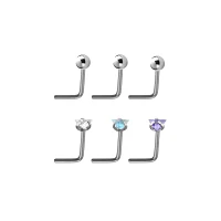 Multi-Pack Triangle CZ L-Bend Nose Rings 6 Pack - 20 Gauge