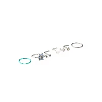 Multi-Pack CZ Heart and Flower Hoops and L-Bend Nose Rings 6 Pack - 20 Gauge