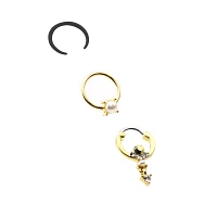 Multi-Pack CZ Goldtone Septum Clicker Retainer and Captive 3 Pack- 16 Gauge