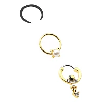 Multi-Pack CZ Goldtone Septum Clicker Retainer and Captive 3 Pack- 16 Gauge