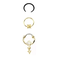 Multi-Pack CZ Goldtone Septum Clicker Retainer and Captive 3 Pack- 16 Gauge