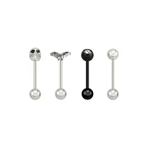Multi-Pack CZ Skull and Moth Barbells 4 Pack - 14 Gauge