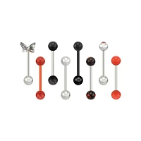 Multi-Pack CZ Butterfly Red and Black Barbells 8 Pack - 14 Gauge