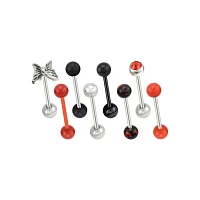 Multi-Pack CZ Butterfly Red and Black Barbells 8 Pack - 14 Gauge