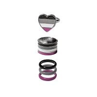 Multi-Pack Asexual Pride Heart Rings - 5 Pack