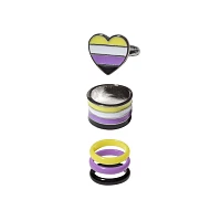 Multi-Pack Non-Binary Pride Heart Rings - 5 Pack