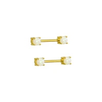 Goldtone Opal Nipple Barbells - 14 Gauge