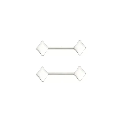 Silvertone Diamond Shape Nipple Barbells - 14 Gauge