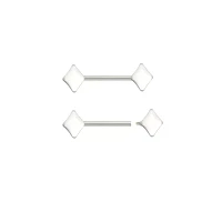 Silvertone Diamond Shape Nipple Barbells - 14 Gauge