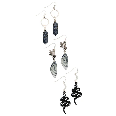 Multi-Pack Celestial Snake and Wing Dangle Earrings - 3 Pair