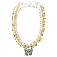 Multi-Pack Butterfly Beaded and Chain Choker Necklaces - 3 Pack