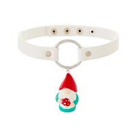 Faux Leather White O-Ring Gnome Choker Necklace