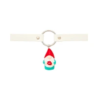 Faux Leather White O-Ring Gnome Choker Necklace