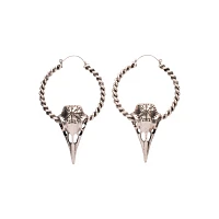 Raven Skull Hoop Earrings