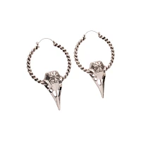 Raven Skull Hoop Earrings