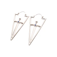 Blue CZ Triangle Sword Earrings