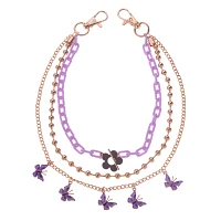 3 Row Butterfly and Flower Wallet Chain