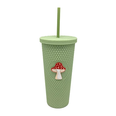 Green Textured Mushroom Cup with Straw - 24 oz.