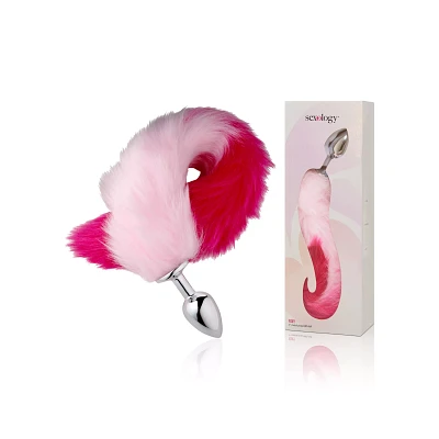 Pink Ombre Fox Tail Metal Butt Plug - 18.5 Inch