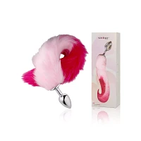 Pink Ombre Fox Tail Metal Butt Plug - 18.5 Inch