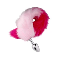 Pink Ombre Fox Tail Metal Butt Plug - 18.5 Inch