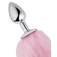 Pink Ombre Fox Tail Metal Butt Plug - 18.5 Inch