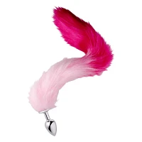 Pink Ombre Fox Tail Metal Butt Plug - 18.5 Inch
