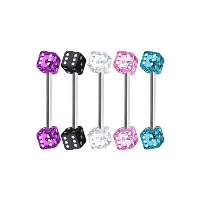 Multi-Pack Acrylic Dice Barbells 5 Pack - 14 Gauge