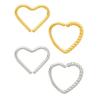 Multi-Pack Silvertone and Goldtone Hoop Nose Rings 4 Pack - 18 Gauge