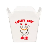 Lucky You Kitty Takeout Bowl with Chopsticks - 14 oz.